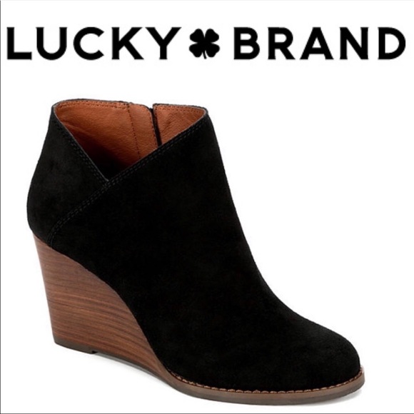 Lucky Brand Shoes - Lucky Brand Black Yakeena Wedge Booties